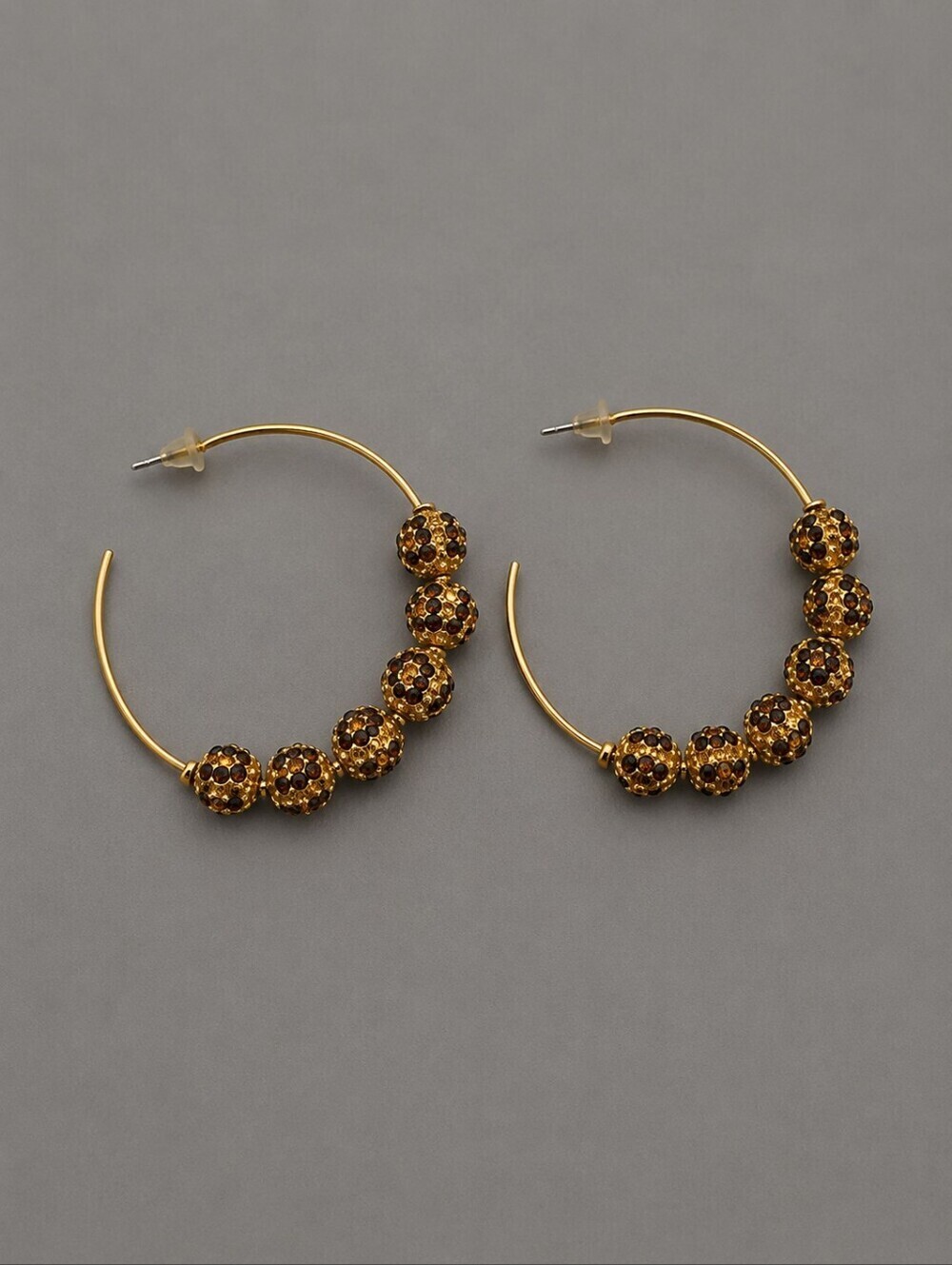 Large Leopard Print Beaded Hoop Earrings